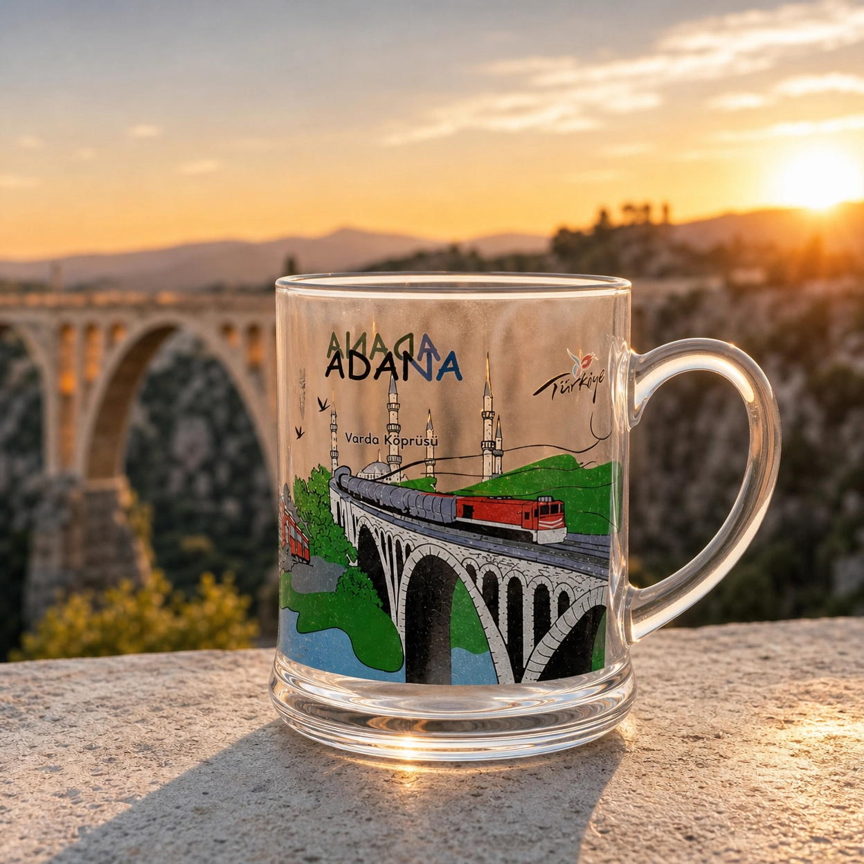 Adana Temalı Cam Bardak